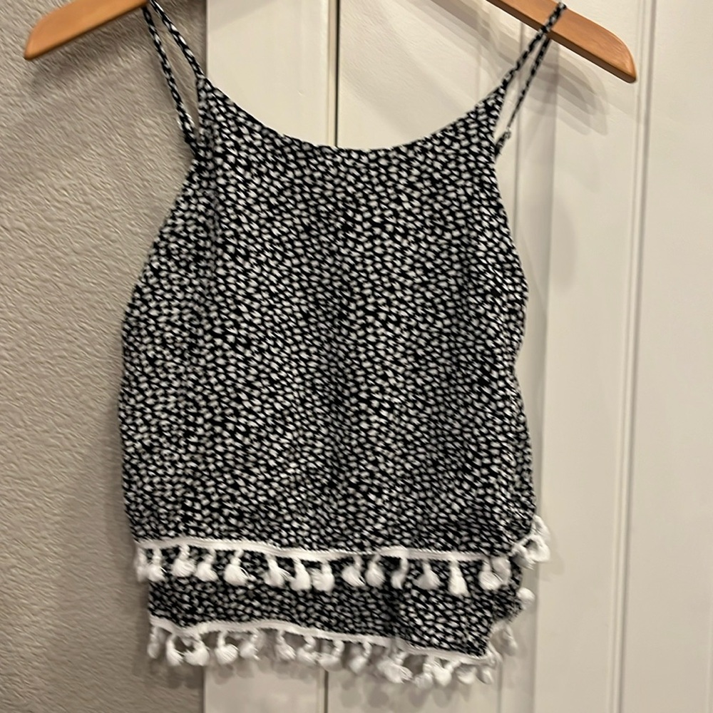 Mini Molly Girls tank.  Size 10/12; adjustable straps; black/white